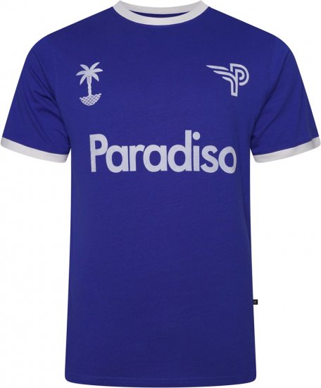 Kam Jeans 5768 Paradiso Print T-Shirt Surf Blue - Kratke Majice - Moške kratke majice za močnejše postave