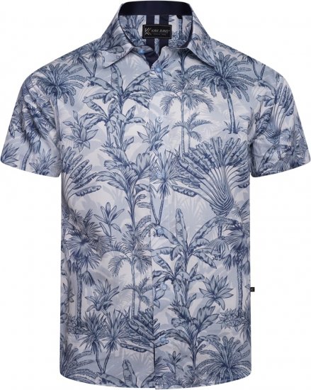 Kam Jeans 6063 Summer Print Short Sleeve Shirt Blue - Srajce - Moške srajce za Močnejše Postave