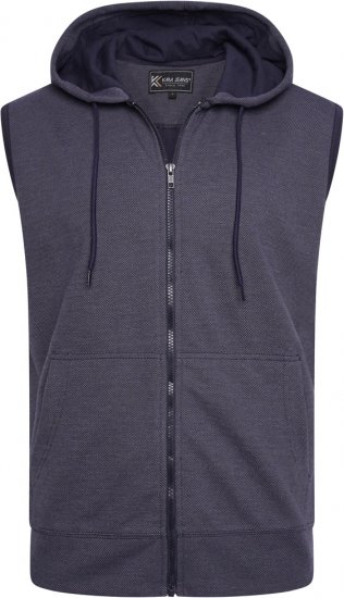 Kam Jeans 7077 Textured Interlock Sleeveless Hoodie Indigo - Puloverji & jopice - Moški Puloverji & Jopice za Močnejše Postave