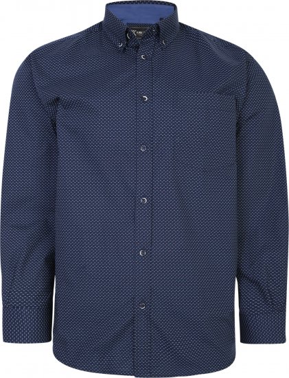 Kam Jeans P018 Premium Dobby Print Long Sleeve Shirt Navy - Srajce - Moške srajce za Močnejše Postave