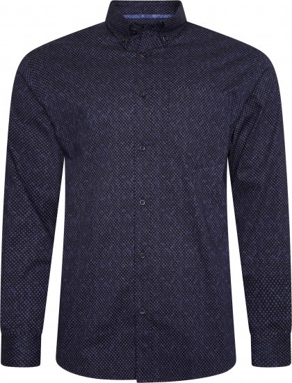 Kam Jeans P021 Premium Two Tone Digital Print Long Sleeve Shirt Indigo - Srajce - Moške srajce za Močnejše Postave