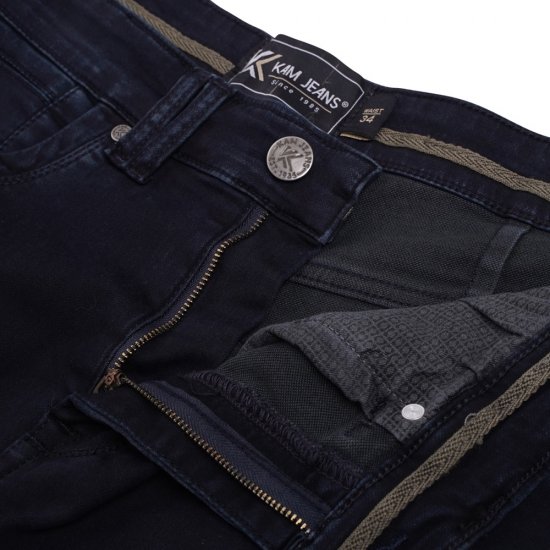 Kam Jeans Pepe Knitted Denim Shorts Blue-Black - Kratke hlače - Moške Kratke Hlače za Močnejše Postave