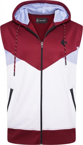Kam Jeans TS006 Retro Pannelled Tracky Set (Shorts/Sleeveless Hoodie) Red - Trenirke kompleti - Moške Trenirke kompleti za močnejše postave