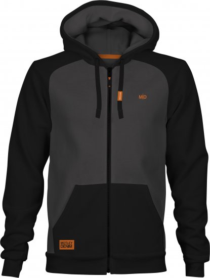 Motley Denim Vilnius Hoodie Charcoal/Black - Puloverji & jopice - Moški Puloverji & Jopice za Močnejše Postave