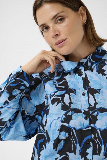 Kaffe Curve Sasja Srajca z dolgimi rokavi Blue Snake Flower - Bluze & Tunike - 