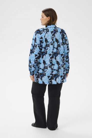 Kaffe Curve Sasja Srajca z dolgimi rokavi Blue Snake Flower - Bluze & Tunike - 