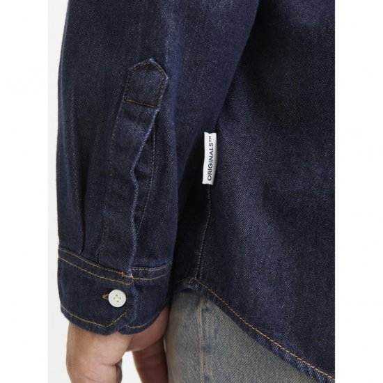 Jack & Jones Norrebro Denim Long Sleeve Shirt Dark Blue Denim - Srajce - Moške srajce za Močnejše Postave