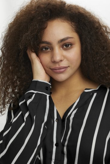 Kaffe Curve Sida Bluza Črna/Kredna Črtasta - Bluze & Tunike - 