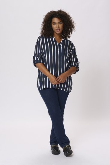 Kaffe Curve Sida Bluza Midnight/Kredna Črtasta - Bluze & Tunike - 