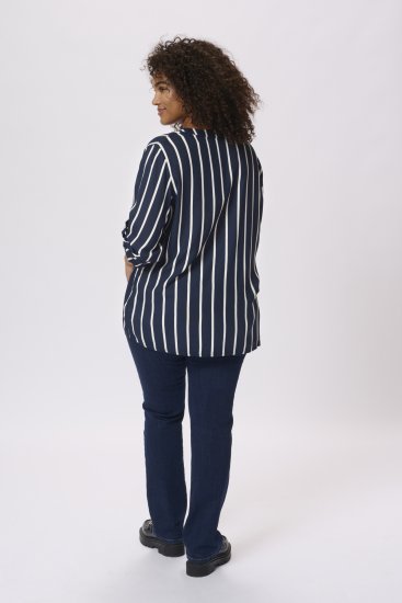 Kaffe Curve Sida Bluza Midnight/Kredna Črtasta - Bluze & Tunike - 