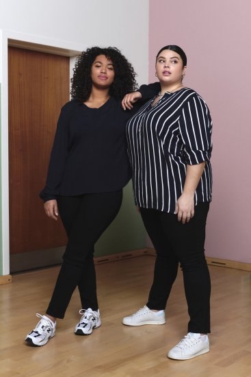 Kaffe Curve Sida Bluza Midnight/Kredna Črtasta - Bluze & Tunike - 