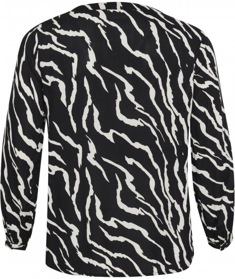 Kaffe Curve Mirta Tilly Bluza Črna/Antique Zebra Vzorec - Bluze & Tunike - 