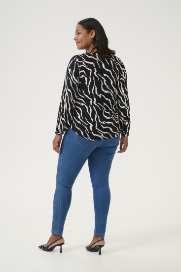 Kaffe Curve Mirta Tilly Bluza Črna/Antique Zebra Vzorec - Bluze & Tunike - 