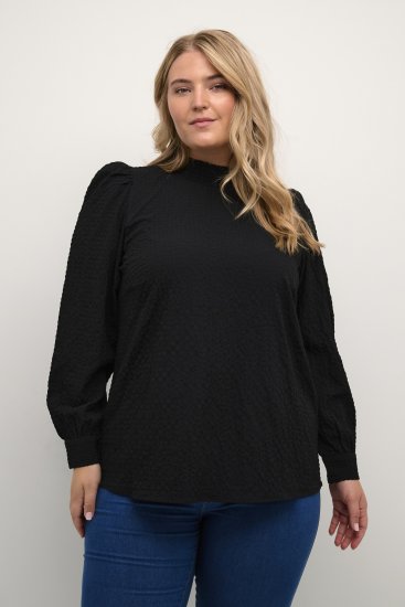 Kaffe Curve Ditta Smock Bluza Globoko Črna - Bluze & Tunike - 