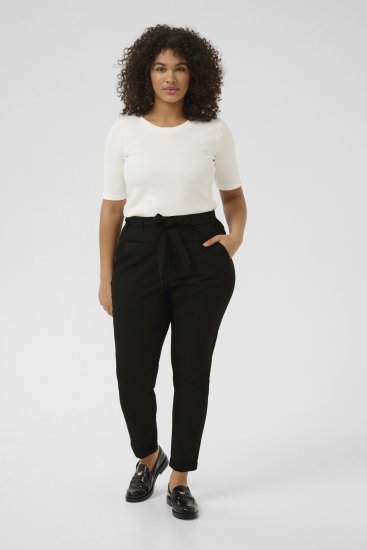 Kaffe Curve Jia Hlače s pasom Globoko črna - Kavbojke & Hlače v Velikih Številkah – Plus Size - 