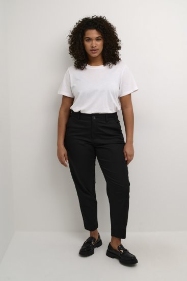 Kaffe Curve Leana Chino Hlače 7/8 Globoko Črna - Kavbojke & Hlače v Velikih Številkah – Plus Size - 