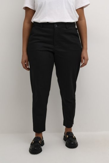 Kaffe Curve Leana Chino Hlače 7/8 Globoko Črna - Kavbojke & Hlače v Velikih Številkah – Plus Size - 