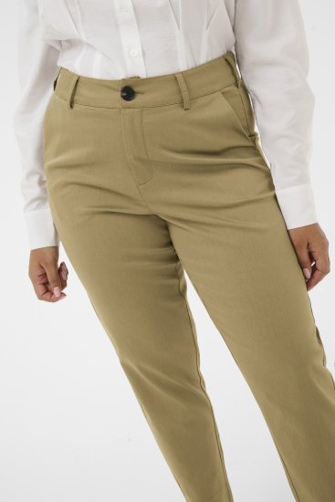 Kaffe Curve Leana Chino Hlače 7/8 Okamneli Hrast - Kavbojke & Hlače v Velikih Številkah – Plus Size - 