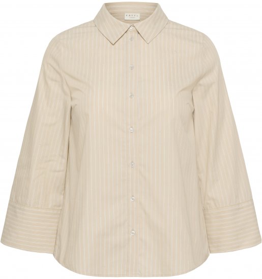 Kaffe Curve Josa Shirt Feather Grey Stripe - Bluzne srajce - 
