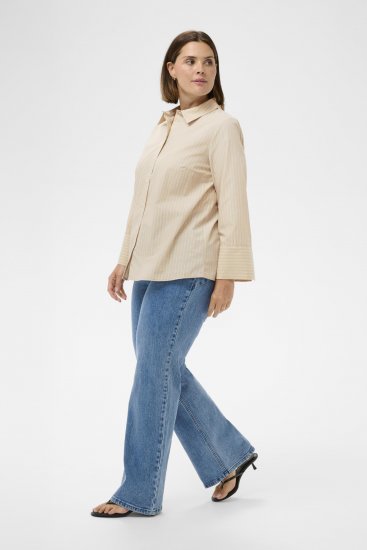 Kaffe Curve Josa Shirt Feather Grey Stripe - Bluzne srajce - 