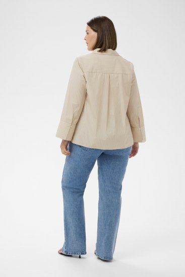 Kaffe Curve Josa Shirt Feather Grey Stripe - Bluzne srajce - 
