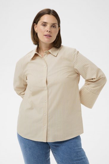 Kaffe Curve Josa Shirt Feather Grey Stripe - Bluzne srajce - 
