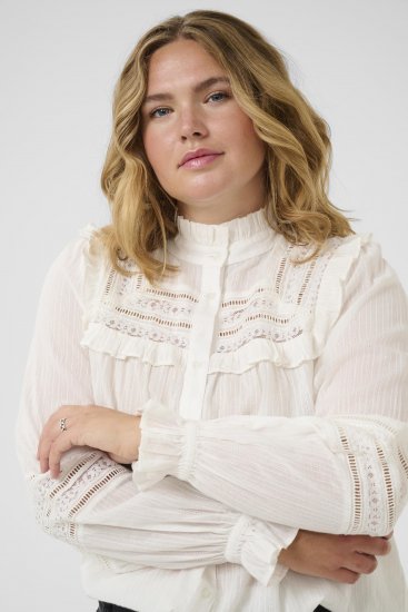 Kaffe Curve Jessa Shirt Long Sleeve White - Bluzne srajce - 