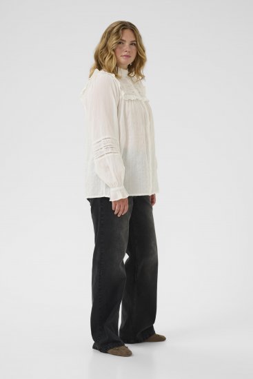 Kaffe Curve Jessa Shirt Long Sleeve White - Bluzne srajce - 
