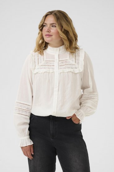 Kaffe Curve Jessa Shirt Long Sleeve White - Bluzne srajce - 