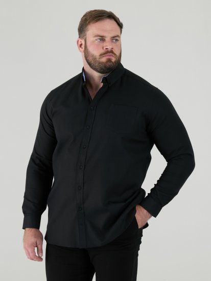 D555 Richard Oxford Srajca Z Dolgimi Rokavi TALL Črna - TALL srajce - 