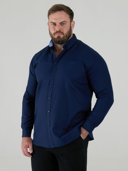 D555 Richard Oxford Srajca Z Dolgimi Rokavi TALL Temno Modra - TALL srajce - 