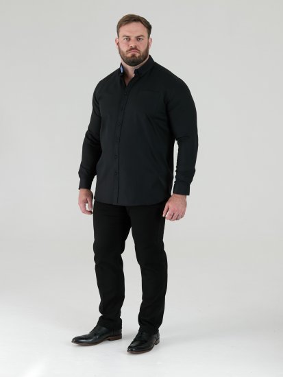 D555 Richard Oxford Srajca Z Dolgimi Rokavi TALL Črna - TALL srajce - 