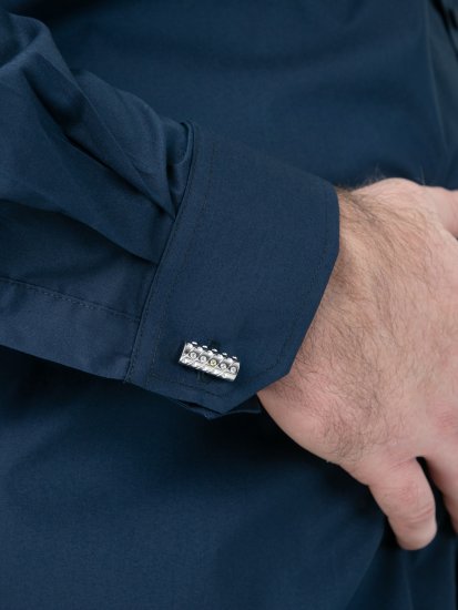 D555 Oliver Raztegljiva Srajca Z Dolgimi Rokavi Odporna Na Madeže Brez Likanja Temno Modra - Srajce - Moške srajce za Močnejše Postave