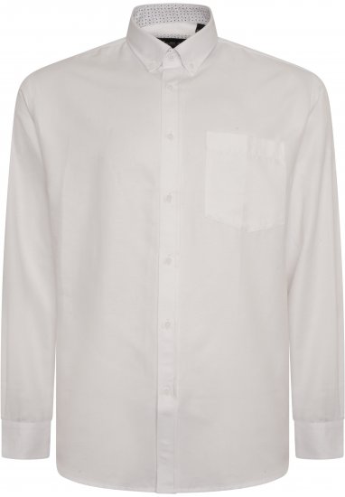 Kam Jeans P020 Premium Long sleeve Oxford Shirt White - Srajce - Moške srajce za Močnejše Postave