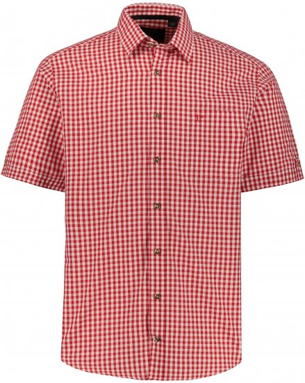 JP1880 Shirt Traditional Checked Short Sleeve Red - Srajce - Moške srajce za Močnejše Postave