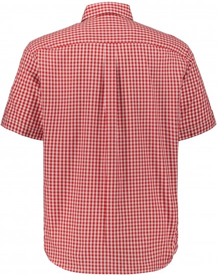 JP1880 Shirt Traditional Checked Short Sleeve Red - Srajce - Moške srajce za Močnejše Postave