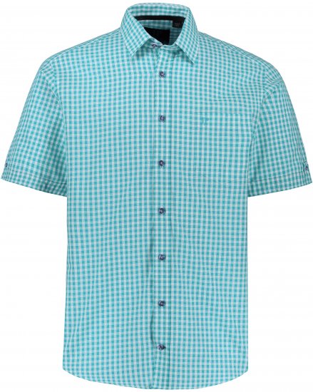 JP1880 Shirt Traditional Short Sleeve Turquoise - Srajce - Moške srajce za Močnejše Postave