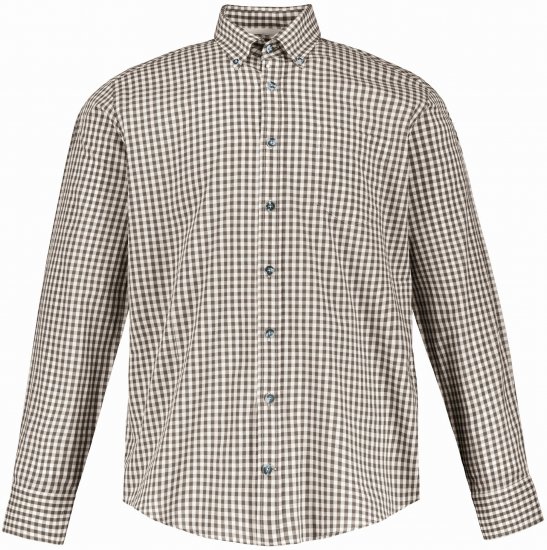 JP1880 Long Sleeve Check Print Traditional Shirt Brown - Srajce - Moške srajce za Močnejše Postave