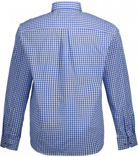 JP1880 Shirt Traditional Checked Long Sleeve Blue - Srajce - Moške srajce za Močnejše Postave