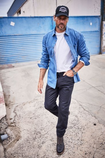 JP1880 Shirt Denim Long Sleeve Blue TALL - MOŠKA OBLAČILA MT-6XLT - DALJŠI kroji