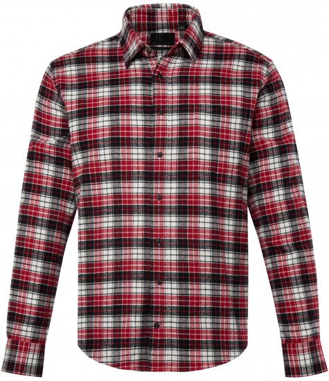 JP1880 Shirt Flannel Checked Long Sleeve Red TALL - MOŠKA OBLAČILA MT-6XLT - DALJŠI kroji