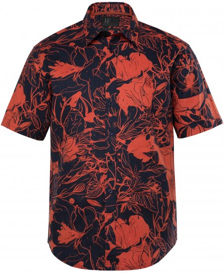 JP1880 Shirt Short Sleeve Linen Blend Red - Srajce - Moške srajce za Močnejše Postave