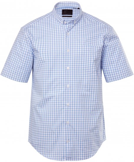JP1880 Shirt Traditional Short Sleeve Checked Light Blue - Srajce - Moške srajce za Močnejše Postave