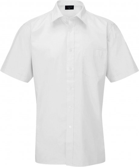 Espionage SH147 Short Sleeve Plain Collar Shirt White - Srajce kratek rokav - 