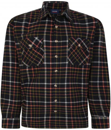 Espionage SH401 Checked Cotton Overshirt Black/Red - Puloverji & jopice - Moški Puloverji & Jopice za Močnejše Postave