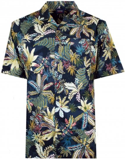 Espionage SH410 Short Sleeve Jungle Print Shirt Navy - Srajce kratek rokav - 