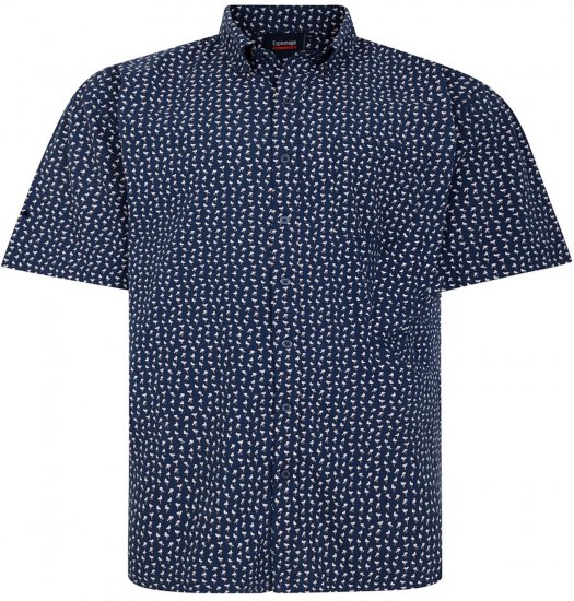 Espionage SH439 Mini Flamingo Printed Short Sleeve Shirt Navy - Srajce - Moške srajce za Močnejše Postave
