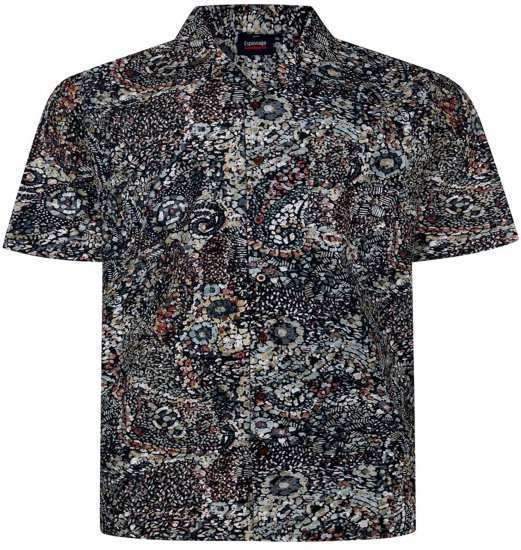Espionage SH467 Short Sleeve Abstract Print Shirt Dark Green - Srajce kratek rokav - 