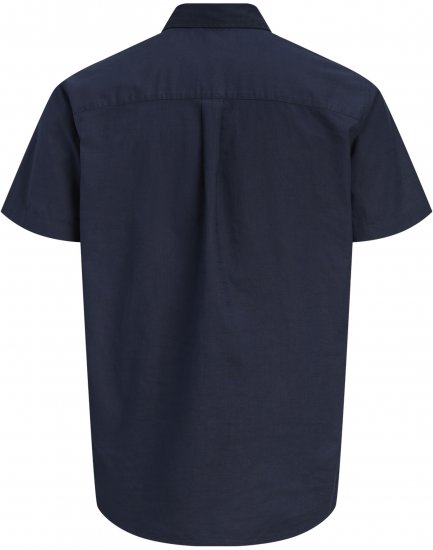 Jack & Jones Henry Slub Short Sleeve Navy - Srajce - Moške srajce za Močnejše Postave