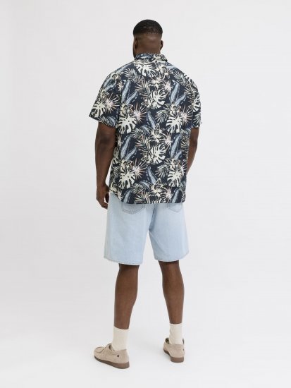 Jack & Jones Honolulu Short Sleeve Resort Shirt Black - Srajce - Moške srajce za Močnejše Postave